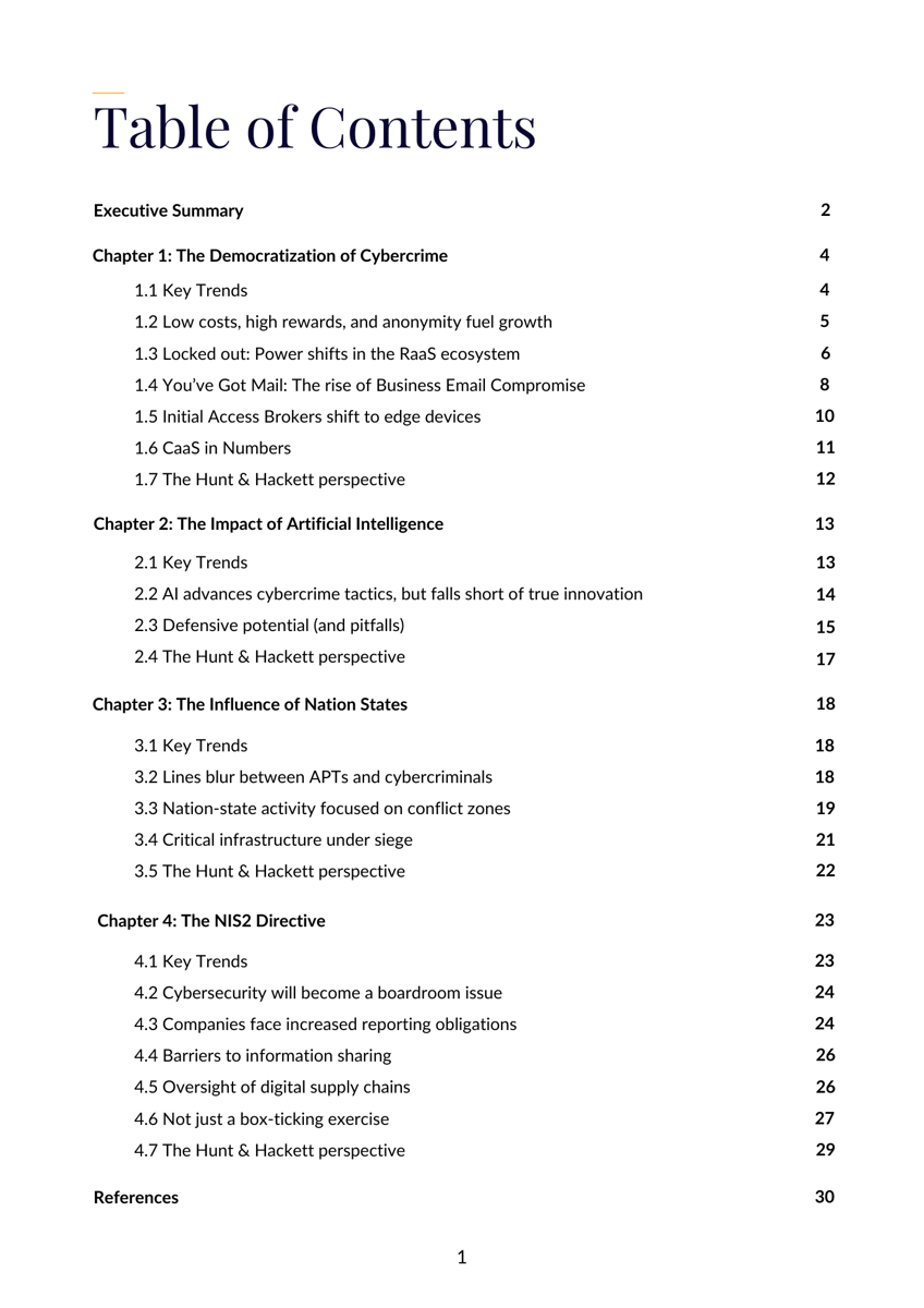 Table of Contents