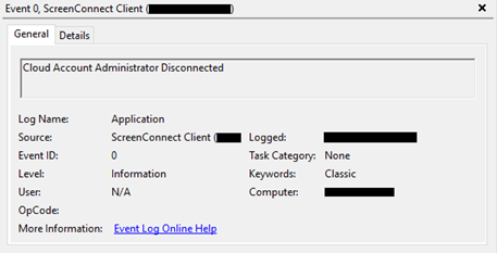 ScreenConnect admininstrator disconnected